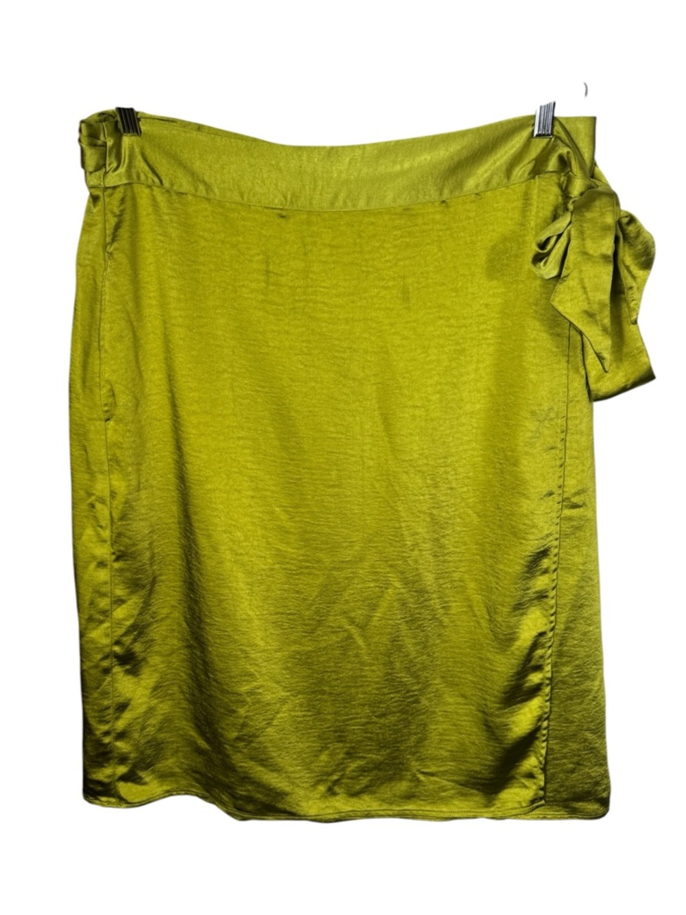 Wildfang The Empower Satin Wrap Skirt in Chartreuse, Size XL - Picture 2 of 8